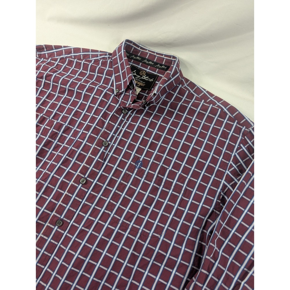 George Strait Wrangler Mens XLT Tall Western Shirt Dark Purple Cowboy Plaid